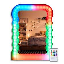 Wavy LED Mirror 18"x 24"Wave Mirror - Irregular Wall Mounted Decorative Mirror for Living Room or Bedroom, Great for Present and Room Décor, 18x24