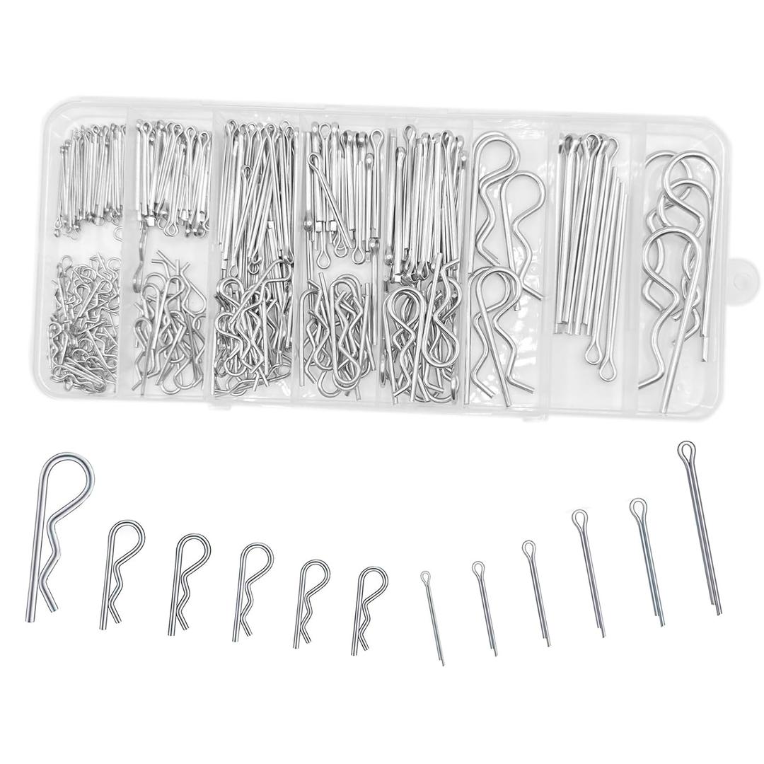2 x Cotter Pin Assortment Kit,Hincell 302pcs 13 Size Cotter Pins Assortment Kit 304 Stainless Steel R Clips Hardware Pins & Hairpin Cotter Pins Set for Trucks, Engine Repair