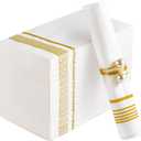 100 Pack Paper Napkins Guest Towels Disposable Premium Quality 3-ply Dinner Napkins Disposable Soft, Absorbent, Party Napkins Wedding Napkins for Kitchen, Parties, Dinners or Events (Gold)