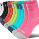 PAPLUS Ankle Compression Socks for Women 6 Pairs, Running Athletic Socks with Arch SupportPlantar Fasciitis Socks (Small-Medium)