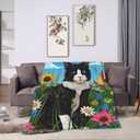 Cute Tuxedo Cat Blanket 50"x60", Cute Black and White Cat Throw Blankets, Gifts for Women Girls Kids, Soft Lightweight Fleece for Sofa Room Couch Bed Travel Modern Decor
