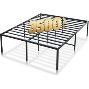 18 inch Metal Platform Bed Frame Queen, 3500 lbs Heavy Duty Steel Slats Bedframe with Storage Space, No Box Spring Needed, Noise Free