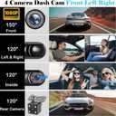 4 Channel Dash Cam 360 View, 1080P Front and Rear Inside, Left Right Dash Camera for Cars, Night Vision, WiFi & APP Control, G-Sensor, Loop Recording with 64GB SD Card (Y108WiFi+64G)
