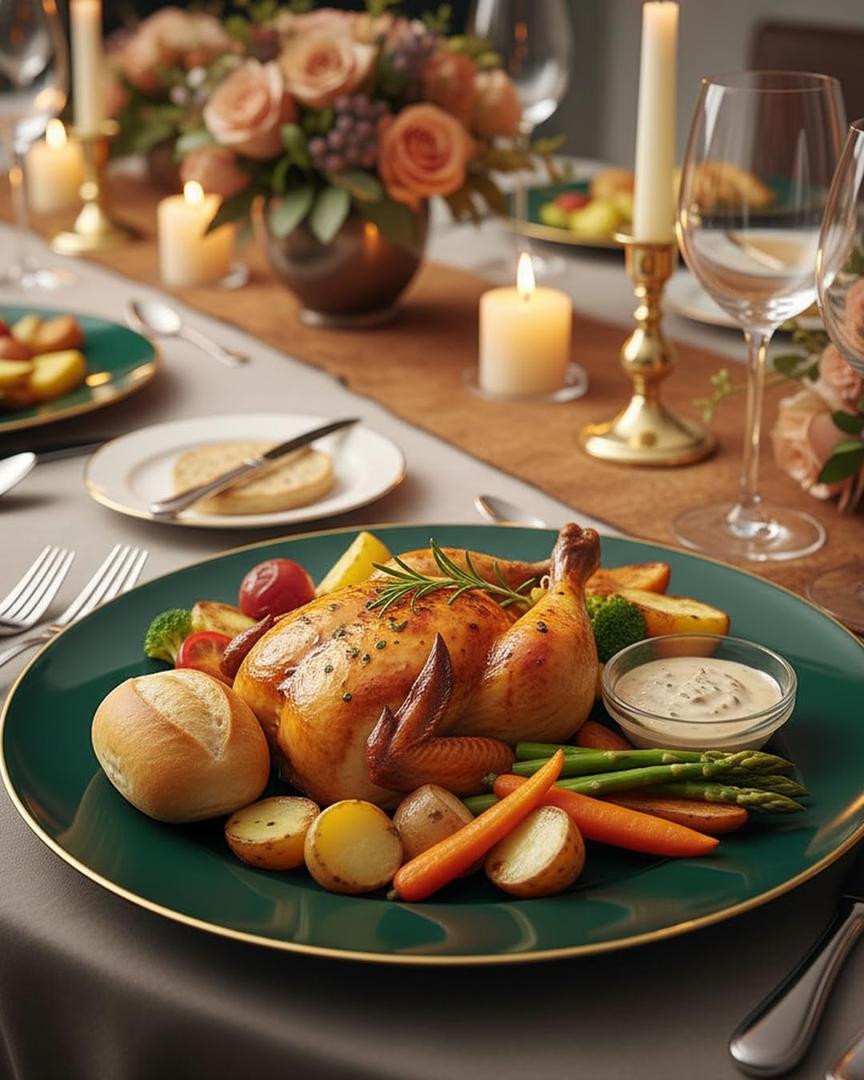 PULOTE 100PCS Green Plastic Plates - Green Disposable Plates With Gold Rim -  10.25inch