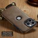 Casus Designed for iPhone 14 Pro Max Case Vegan Leather Slim Logo View Classic Luxury Elegant Thin Protective Cover (2022) 6.7" (Gray)