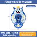 Swimbobo Infant Pool Float with Sun Canopy Inflatable Baby Swimming Floatie with Sponge Safety Bottom Support Water Toys Swim Trainer(Blue Monster,Large)
