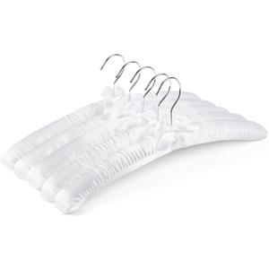 Amber Home 8 Pack 15 Inch Large White Satin Padded Hangers for Women Clothing, Anti Slip Cushioned Hangers for Sweaters, Wedding, Delicate Cashmere