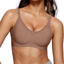 OEAK Womens Wireless Bras Comfortable Push Up Bra Smooth U Neck Bralette Full Coverage Bras Seamless Tshirt Everyday Bras (XX-Large, Coffee)