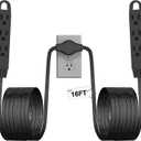 3-Prong 16FT Twin Extension Cord with 6 Outlets - Slim Design for Home Furniture, 16FT Double Cord 8 FT Each Side in Black Color