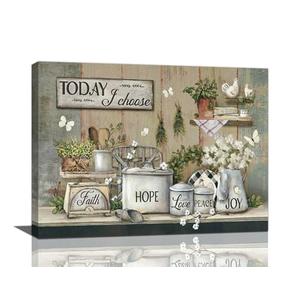 Rustic Kitchen Wall Art Farmhouse Pictures Wall Decor Country Dining Room Painting Prints Farm Today I Choose Joy Framed Artwork for Restaurant Ready to Hang 16"x24"