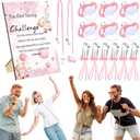 Geelin 6 Sets Swing Pacifier Shower Game Funny Gender Reveal Games, Include 1 Wooden Sign, 6 Pacifiers, 6 Clips, 6 Lanyards for Bridal Shower Gender Reveal Party Favor Women Men(Pink Bear)