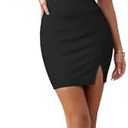 Hybrid & Company Women's Super Comfort Stretchy Basic Mini Pencil Skirt with Side Slit,  L
