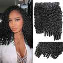 Burmese Curly Bundles Human Hair 3 Bundles 14 16 18 Inch Brazilian Virgin Remy Hair Wet and Wavy Hair Bundle for Women Water Wave with Spiral Curly End 100% Unprocessed Hair Extensions Natural Black