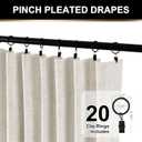 100% Blackout Shield Full Blackout Curtains for Bedroom 84 inch Length 2 Panels Set, Clip Rings/Rod Pocket Faux Linen Black Out Curtains for Living Room, Thermal Insulated, 50Wx84L, Beige