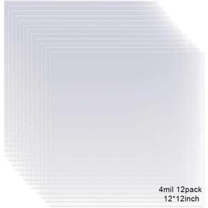 12 Pack 4 Mil Clear Mylar Stencil Sheets, 12" x 12" Blank Stencils, Reusable Template Material, Make Your Own Stencil Compatible Vinyl Cutting Maching