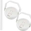 2 Pack 40 oz Tumbler Flip Straw Lid Replacement Fit for 40 oz Stanley Quencher, Leak Proof,Handle On Top,Reusable Tumbler Cover Compatible with 40oz Stanley Quencher (White)