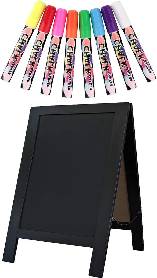 Rustic Whitewash Double Sided Chalkboard with 8Pcs Liquid Chalk Markers, 7.5"*8.6" Tabletop Stand, Small Countertop Chalkboard Easel for Menu, Kitchen, Restaurants, Bar, Wedding and Home Decor (Black) Rustic Whitewash Double Sided Chalkboard with 8Pcs Liquid Chalk Markers, 7.5"*8.6" Tabletop Stand, Small Countertop Chalkboard Easel for Menu, Kitchen, Restaurants, Bar, Wedding and Home Decor (Black)