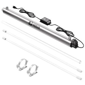 HQUA-OWS-12 120V 40W 3/4" MNPT Inlet/Outlet Whole House Ultraviolet Water Purifier Filter, + 1 Extra UV Bulb