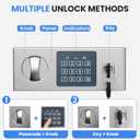 0.6 Cubic Feet Safe Box with Digital Keypad Lock & Keys, Home Safe Money Box for Cash, Documents, Medicine & Jewelry, Security Digital Safe in Home, Hotel or Business