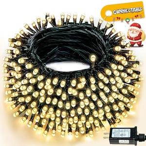 Connectable 240LED  8Modes Christmas Lights Outdoor Indoor | Extendable Green Wire Christmas String Lights with Timer | Twinkle Fairy Light Plug in for Xmas Tree Garden Decor Party (Warm White)