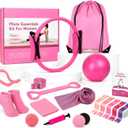 Pilates Kit for Women 17 Pieces Premium Pilates Equipment Set with Magic Circle Ring, Yoga Ball, 5 Resistance Bands, Stretching Strap & More | Full Body Toning | Fitness Gift for Her
