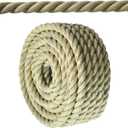 3/4 in 50 FT Twisted 3 Strand Synthetic Polypropylene Rope Artificial Manila Rope Suitable for Tree Work Camping Navigation Swing