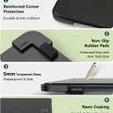 Tempered Glass Cutting Board Set, Large 12x16 Glass Cutting Board for Kitchen with 4 Non-Slip Feet, Heat & Shatter Resistant, Dishwasher Safe, Includes Bonus Sponge & Cloth,Perfect Kitchen Gift-Black, 16"L x 12"W x 0.2"Th