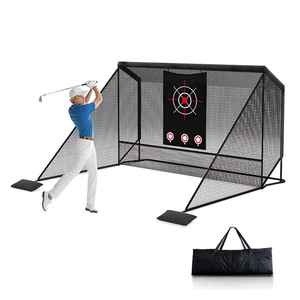 10x7ft Golf Hitting Practice Net with Dual Side Net Barriers & Durable Heavy Duty Steel Frame, Golf Nets Backyard Driving, Chipping & Swing Training for Indoor & Outdoor