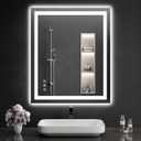 30"x36" LED Bathroom Mirror with Lights, Dimmable, Anti-Fog, Lighted Bathroom Vanity Mirror for Wall, Backlit + Front Lit, Memory Function, Shatter-Proof, Tempered Glass