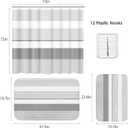 ArtSocket Grey Striped Bathroom Set with Shower Curtain and Bath Rugs and Accessories,Boho Modern Non-Slip Shower Curtain Set,Bathroom Decor 3 Pcs