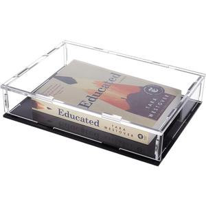 FINGERINSPIRE Acrylic Book Display Case 10.2x1.7x2.1inch Assemble Clear Acrylic Box with Black Bottom Transparent Display Cover Case for Book Display Book Protector Box for Organization