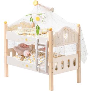 ROBOTIME Baby Doll Bunk Beds, Doll Cribs for 18 inch Dolls, Wooden Doll Beds Cribs fits American Girls (Wood, 2 Pcs Beds), 21.7 x 1.9 x 18.1 inches