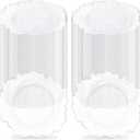 100Pcs Clear Charger Plates Bulk Wedding - 13" Premium Plastic Ruffled Silver Rim Chargers with Flora Reef Design，Decorative Dinner Charger Plates for Events & Parties