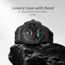 Luxury Case with Band for Samsung Galaxy Watch 8 Classic 46mm, Rugged Metal Face Cover with Rotatable Bezel and Tactical Silicone Strap Heavy Duty Protection for Men, Black