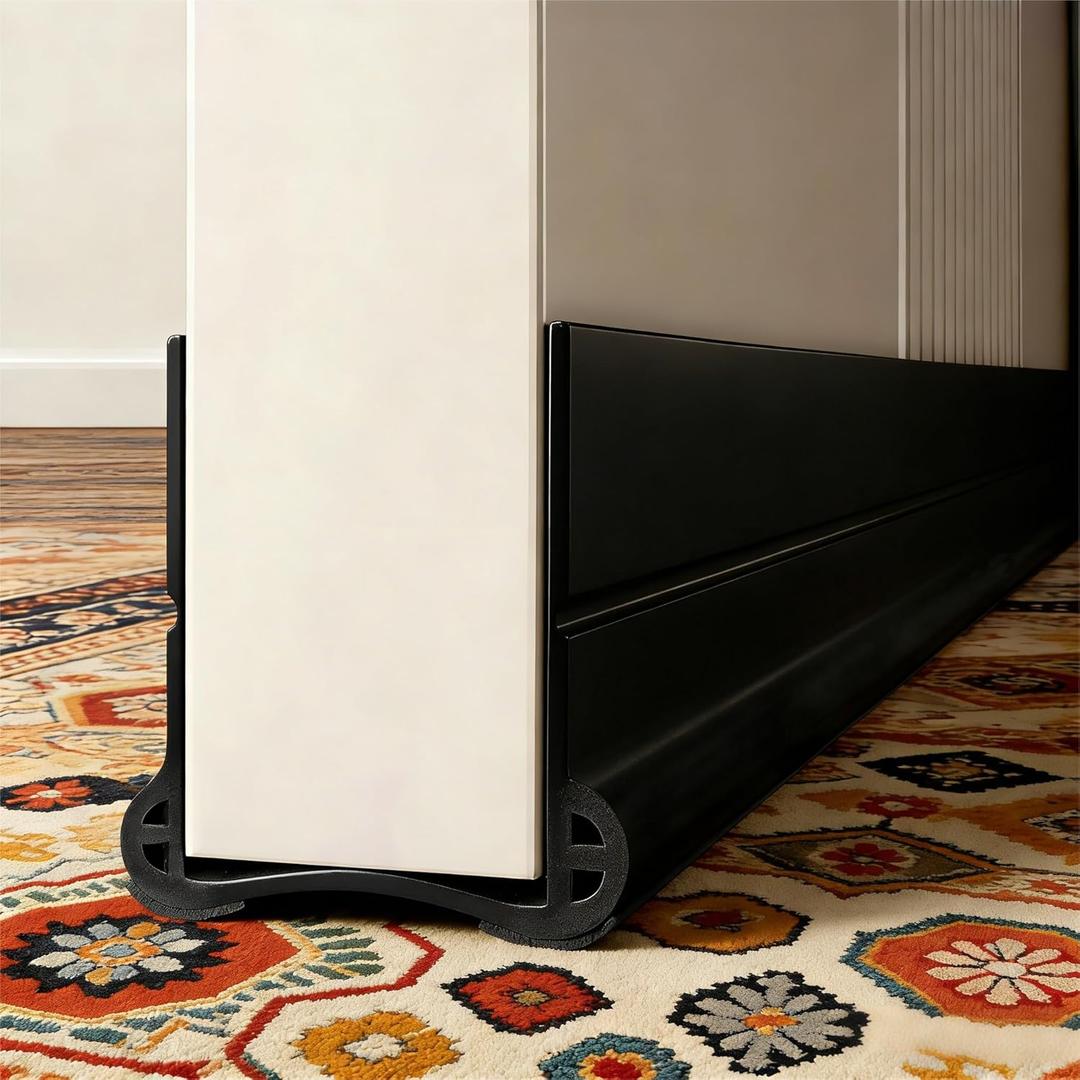 36 inch (93cm) Door Draft Stopper, Door Sweep, Adjustable for Bottom, Weather Stripping Seal for Cold Insulation, for Exterior & Interior Doors, Seal Blocker Noise (Black)