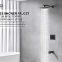 KENES Matte Black Tub Shower Faucet Set Complete with 10-Inch Rainfall Shower Head and Tub Spout, Square Tub and Shower Trim Kit, KE-6024A-2 (Shower Valve Included)