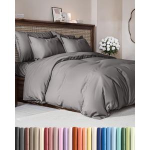 Duvet Cover Queen Size - Extra Soft Queen Size Duvet Cover - Lightweight & Breathable - Easy Care & Fade Free with Zipper Closures & Ties - 90" x 90" Inches - (Dark Grey) Comforter Not Included