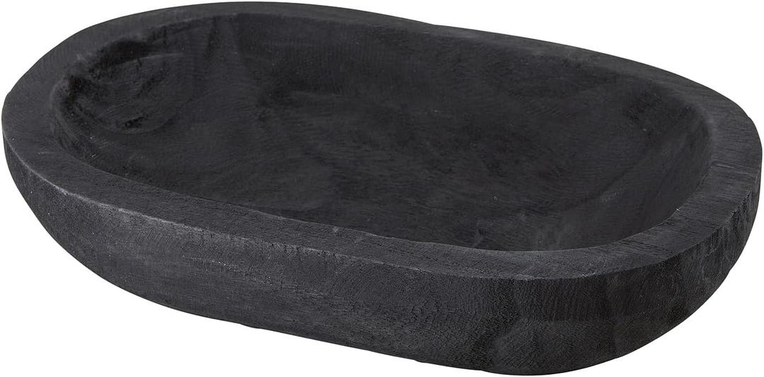 Santa Barbara Design Studio TableSugar Paulownia Wood Dough Bowl, 12 x 7.5-Inch, Black