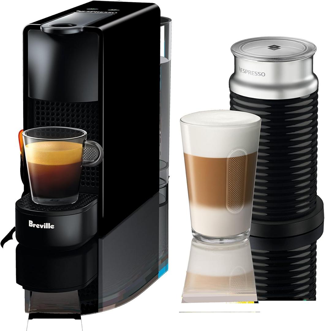 Nespresso Essenza Mini Espresso Machine by Breville with Milk Frother,20.3 fl oz, Piano Black