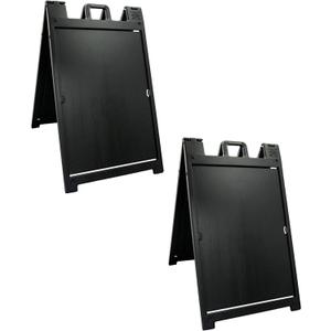 Black 2-Pack of Plasticade Signicade Deluxe A-Frame Sidewalk Curb Sign Portable Folding Double-Sided Display with Quick-Change System