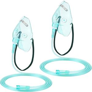 Geiserailie 2PCS XL Oxygen Mask with 6.6 Ft Tubing and Adjustable Elastic Strap, Adult Oxygen Mask with Tubing, Breathing Masks for Face Adult