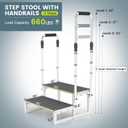 RV Step Stool with Handrails, 2 Step Stool with 2 Handrails, Wide Platform & Anti-Slip Mats, Portable Stairs for Hot Tub/Camper/Mobile Home/Porch/SPA Pool/Pet Stairs
