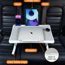 Large Car Seat Tray Table, Foldable Travel Tray for Kids Car Seat, Height Adjustable Car Lap Desk for Laptop Computer Tablet, Rear Seat Food Eating Tray, Car Travel Essentials for Long Trips