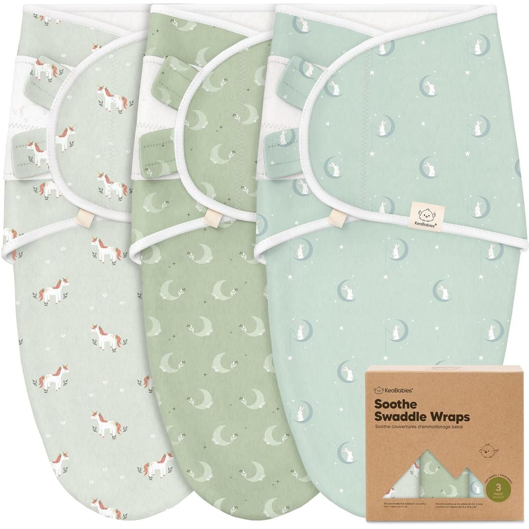 3-Pack Organic Baby Swaddle Sleep Sacks - Swaddles for Newborns, Infant 0-3 Months, Baby Girls, Boys, Soft & Snug Newborn Sleep Sack, Nursery Swaddling Blankets (Lunari, OS)