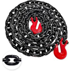 YATOINTO 1/2'' Chain G80 Trailer Tow Chain 16ft, 12,000 lb WLL, Red Clevis Grab Hooks, EP Black Finish, Logging Chain for Towing & Trailer Tie-Down