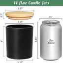 SUPMIND 12Pcs Candle Making Jars 14 fl.oz Black Empty Glass Jars Bulk with Bamboo Lids, Containers for Making Candles Vessels for Candle Business 12 14 fl.oz