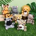 Elcoho 16 Piece Safari Mini Stuffed Jungle Animal Set - Small Stuffed Forest Animal 3.75 Inch Animal Keychain Plush Toys for Kids Birthday Parties