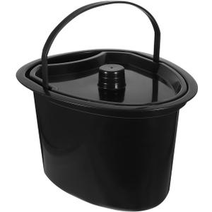 Gatuida Portable Potty Bucket 10.4 Inch Commode Toilet Bucket with Lid for Elderly Women and Pregnant Patients Travel Bedpan Commode (26.50X22.50X17.00CM, Black)
