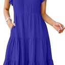 ANRABESS Womens Summer Dress Ruffle Sleeve V Neck Midi Dresses Fashion Casual Fit Flowy Tiered Boho Beach Vacation Sundress (X-Large, Royal Blue)