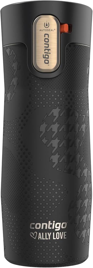 Contigo x Ally Love Stainless Steel Vacuum-Insulated Travel Mug with Autoseal and Easy Clean Lid, Spill-proof, Keeps Drinks cold 24 hrs & hot for 11 hrs, BPA Free, 16oz., West Loop 3.0, Licorice (16oz (Single Pack))